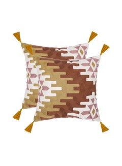 Buy 2 Piece Embroidered Cushion cover (45x45 cm) without filler Multicolor in Saudi Arabia