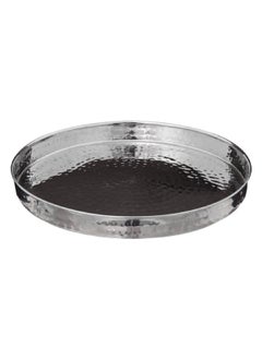 Buy Hammered Design Round Shape Presentation Serving Tray Silver 35 cm 188476 in Saudi Arabia