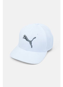 Buy Men Stretch Fit Textured Embroidered Logo Cap, White in UAE