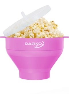 Buy Collapsible Popcorn Bowl for Microwave - BPA-Free Silicone Popcorn Maker with Ergonomic Handles & Secure Lid - Convenient, Dishwasher-Safe Popcorn Popper for Effortless Snacking (Pink) in UAE
