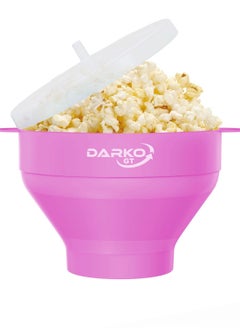 Buy Collapsible Popcorn Bowl for Microwave - BPA-Free Silicone Popcorn Maker with Ergonomic Handles & Secure Lid - Convenient, Dishwasher-Safe Popcorn Popper for Effortless Snacking (Pink) in UAE