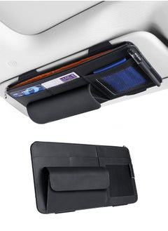 Buy Car Sun Visor Organizer Storage Bag - Suede Leather Card Holder & Glasses Case for Car Interior in Saudi Arabia