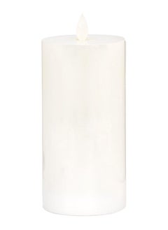 Buy LED Pillar Candle, White - 7.5x15 cm in UAE