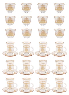 Buy 36-Piece Tea & Coffee Glass Set Clear/Gold, Serve for 12 in Saudi Arabia