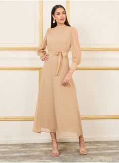 Buy Solid High Neck A-Line Maxi Dress in Saudi Arabia