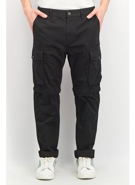 اشتري Men Tapered Fit Solid Cargo Pants, Black في السعودية