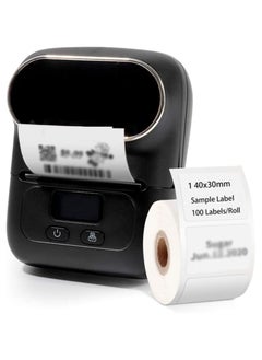 اشتري Label Makers, Portable Bluetooth Thermal Label Maker Printer for Barcode, Clothing, Jewelry, Retail, Mailing, Compatible with Android and iOS System, with 1 Pack 40 × 30mm Label (Black) في الامارات