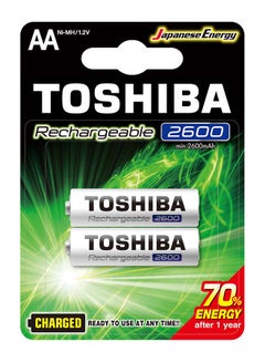 Buy Toshiba Rechargeable 2600 mAh AA - 2 Pack in UAE