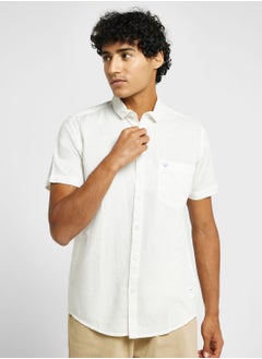 Buy Thomas Scott Cutaway Collar Classic Slim Fit Cotton Linen Casual Shirt in UAE