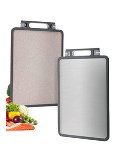 Buy Double Sided Cutting Boards Stainless Steel Chopping Block Anti-Mildew Non-slip Chopping Board Durable Kitchen Fruit Vegetable Meat Tools in UAE