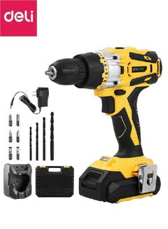 Buy Electric Impact Drill, Cordless Hammer Drill with Box 16V Two 1500mAh Batteries Yellow in UAE