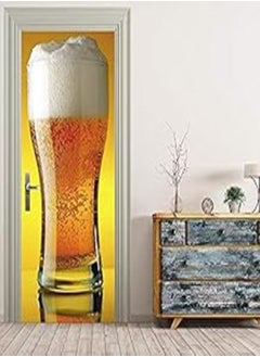 Buy 3D Glass Of Beer Door Sticker Self-adhesive Home Decorative Wall Sticker in Egypt