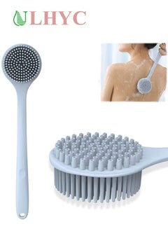 Buy Shower Brush Silicone Bath Body Brush with Soft Bristles Back Cleaning Washer Blue in Saudi Arabia