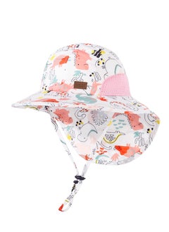 اشتري Baby Sun Hat, Toddler Sun Protection Hats with UPF 50+, Summer Outdoor Adjustable Beach Cap for 2-6 Years Kids Girl Boy Pink في السعودية