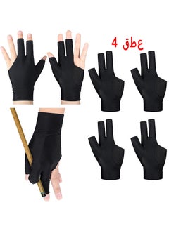 اشتري 4 PCS 3 Fingers Pool Gloves Billiard Gloves Cue Shooter Pool Gloves Anti Skid Billiard Glove Left Hand Shooters Snooker Cue Sport Glove For Women Men Billiard Shooters Accessories في الامارات