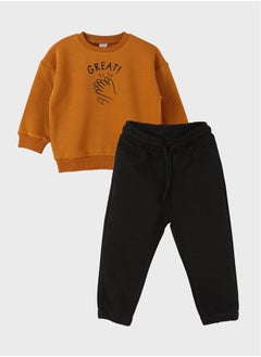 Buy Crew Neck Printed Baby Boy Sweatshirt and Sweatpants 2-Pack in Egypt