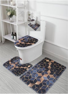 اشتري 3 PCS Set Of Non Slip And Absorbant Bathroom Rug Made Up With Soft Material Which Fit Around Most Toilets With Beautiful Design في الامارات