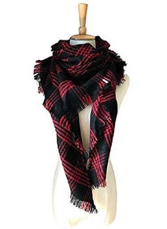 اشتري Wander Agio Womens Warm Scarf Triangle Shawls Large Scarves Stripe Plaid Fichu Red Black 17 في الامارات