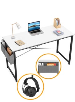 اشتري Computer Desk,47 Inch Home Office Writing Study Desk, Modern Simple Style Laptop Table with Storage Bag (WHITE) في السعودية
