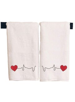 Buy Embroidered For You (White) Luxury (Heartbeat) Personalized Bath Towel (70 x 140 Cm-Set of 2) 100% cotton, Highly Absorbent and Quick dry, Classic Hotel and Spa Quality Bath Linen-600 Gsm in UAE