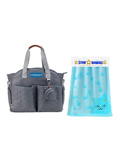 اشتري Combo Pack Of 2 Diaper Portable Bag With Bamboo Towel - Blue في الامارات