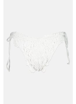 اشتري Women Lace Detail Swim Bikini Bottom, White في الامارات