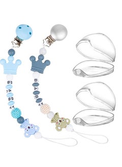 Buy 4 pieces Pacifier Clip and Pacifier Protect Case  baby boy and girl's pacifier chain virtual curved teeth molar toy strap support shower newborn gift Pacifier Chains in UAE