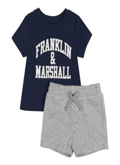 اشتري Franklin and Marshall Vintage Arch T Shirt and Short Toddler Set Navy Blazer في الامارات