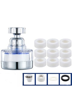 Buy Faucet Water Filter Set, 360° Rotating Sink Water Filter Faucet Bathroom Sink Filter, Household Faucet Filter Tap Splash-Proof Faucet with Filter Elements for Kitchen Home (1+9) in Saudi Arabia