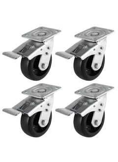 اشتري Set Of 4 Caster Wheel Brake 028 4 Inch Heavy Gerany Type For Trolleys Furniture And Other Moving Tools في الامارات