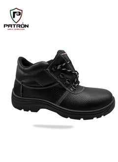 Buy BISON | B2412 PATRON Men Women Leather Safety Shoe With Metal Toe Cap Breathable EVA PU Insock Lightweight Comfortable Puncture Proof Industrial Factory Work Protective in UAE