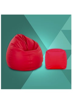 Buy Ultra Soft Comfortable Bean Bag With Footrest Red in UAE