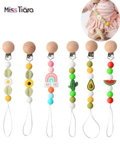 Buy 6 Pcs Baby Pacifier Clip Pacifier Holder Clip for Baby Boy and Girl Dummy Binky Teething Toy Strap Holder Shower Newborn Gift in UAE