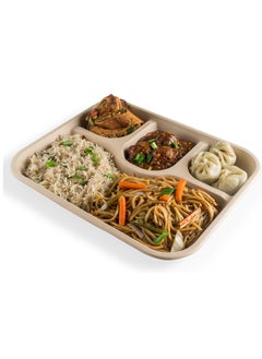 Buy Chuk 4 Compartment Plates, Pack of 25 Bio-Degradable Sugarcane Bagasse Plates (4CP x 1, R) in UAE