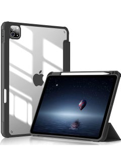 Buy Case Cover For Apple iPad Pro 11 inch (2022/2021/2020/2018) Generation with Pencil Holder, [Support Apple Pencil Charging and Touch ID], Clear Transparent Case with Auto Wake/Sleep in UAE