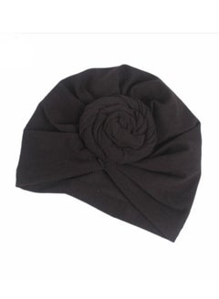 Buy Women Twist Knotted Cotton Hat Plain Headscarf Black in Saudi Arabia