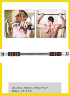 اشتري Horizontal Extendable Adjustable Doorway Chin Up Bar on the Door Indoor Fitness Equipment Home Pull up Arm Strength For Perfect Exercise Training Fitness Gym Workout Rod في الامارات