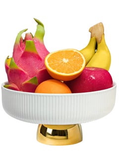 Buy Ceramic Fruit Bowl, 8 Inch Dinner Table and Tea Coffee Pedestal Tray,Elegant and Practical Bread and Fruit Trays, Salad or Dessert Display Trays for Parties, White, L in Saudi Arabia