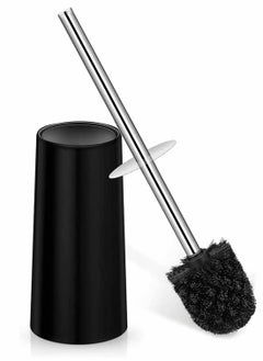 Buy Toilet Brush and Holder, Toilet Bowl Brush Set with Stainless Steel Handle Durable Bristles for Deep Cleaning Compact Bathroom Brush Save Space Good Grip Anti-Drip (Black) in Saudi Arabia