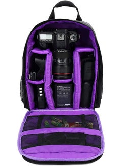 Buy Waterproof DSLR Camera Bag, Shoulder Backpack for Photographers, Shockproof Backpack Hiking Bag (Purple) in UAE