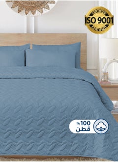 Buy 3Piece Cotton Bedspread Set Fits 120 x 200 cm Single Size Bed Single Size Compressed Comforter Set Elmira Series in Saudi Arabia