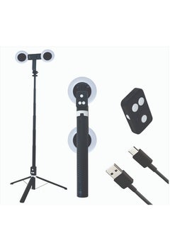 Buy COOPIC T12(Black) 175cm Versatile Selfie Stick tripod with 360° Rotation mobile holder and rechargeable Bluetooth system Capture Smooth, Steady Shots in Any Situation in UAE