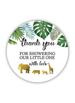 اشتري 50 Jungle Gold Baby Shower Stickers Thank You For Showering Our Baby With Love Stickers Baby Shower Favors For Boy Or Girl Baby Shower Favor Labels For Birthday Party 2 Inches في الامارات