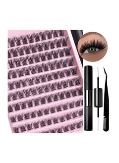 Buy Individual Lashes Cluster Lashes DIY Eyelash Natural Look 3D Effect Black Individual False Eyelashes with Eyelash Glue in UAE