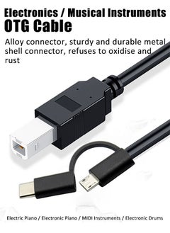 Buy 2 in 1 USB Printer Cable USB A/C to USB B MIDI Cable 3.3Ft/1M High-Speed USB B to USB C Printer Cord for MacBook Pro, Air,Musical Instruments, Pianos and More in Saudi Arabia