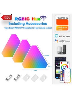 Buy Smart Triangle Rgb LED Wall Light Panels , Wi-Fi Smart Home Decor Creative Lights with Music Sync, Compatible with Alexa Google Assistant, For Gaming Rooms, Party Decor,Indoor Home Decoration(3 Pack) in Saudi Arabia