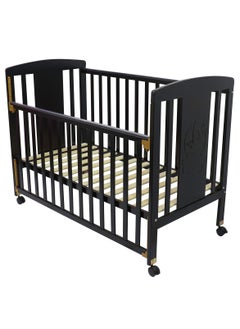 اشتري Deluxe Large Wood Crib with Opening Side & Adjustable Mattress Height - Black في الامارات