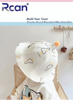 Buy Kids Cute Cartoon Soft Sun Protection Baby Cap Fisherman's Hat Cotton 1-2 Years Old, Baby Girl, Baby Boy , White in Saudi Arabia