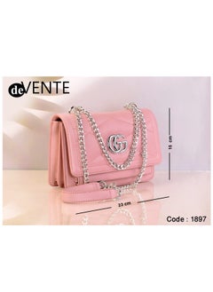 Buy Pink Stitched Shoulder Bag with Metal Handle in Egypt