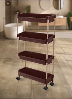 Buy El Helal bathroom organizer with 4 shelves with wheels, brown in Saudi Arabia